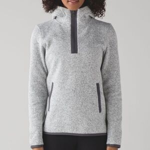 Lululemon Fleece & Thank You Half Zip Hoodie Gray Black Cozy Warm Size 2